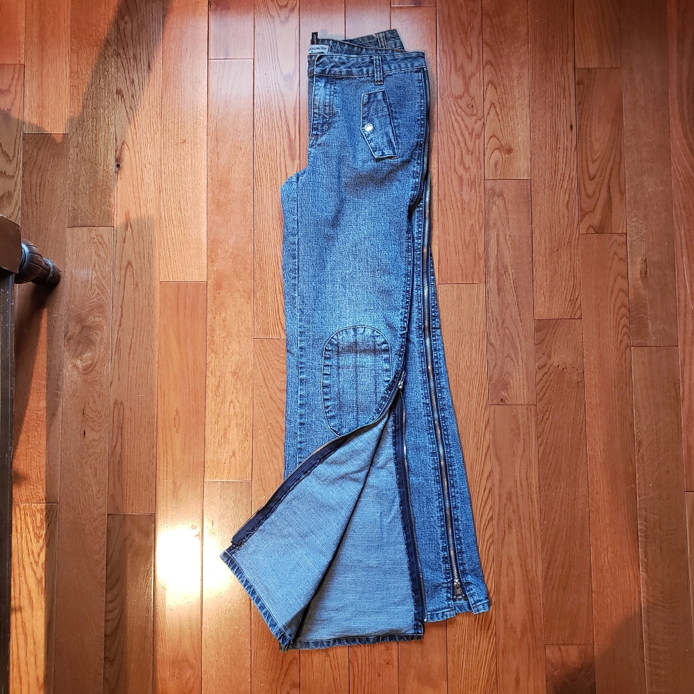 Vintage Rare Zipper Jeans, Retro Wide Leg Jeans, Y2K Jeans